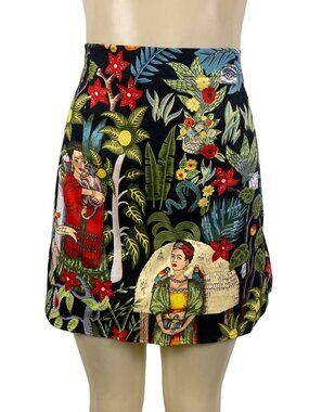 Frida Kahlo Women’s Multicolor High-Waist Graphic Mini Skirt Size XL
